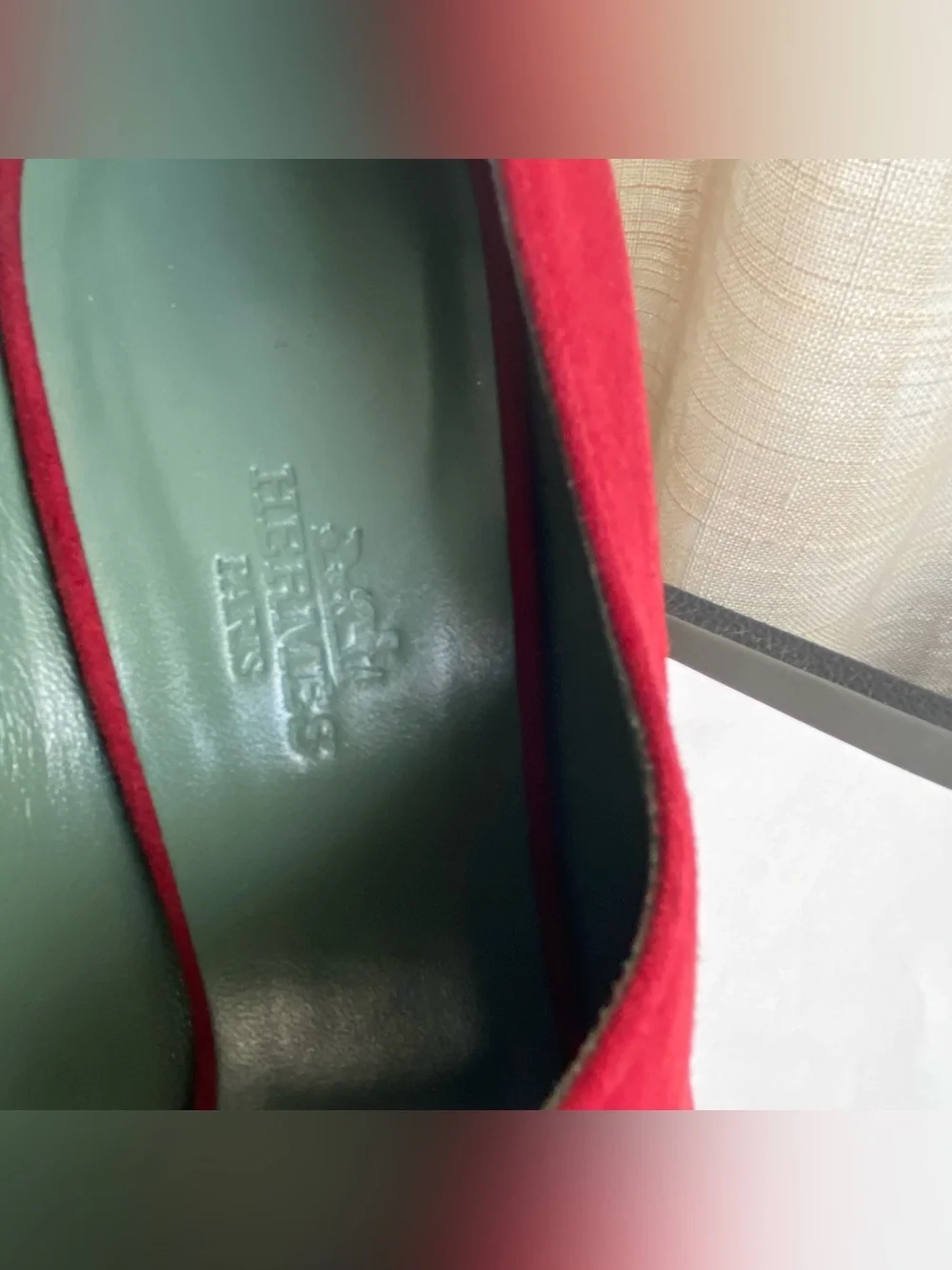 Hermes Red Suede Peep-Toe Stiletto Booties boots slides sandals 37 Italy pumps